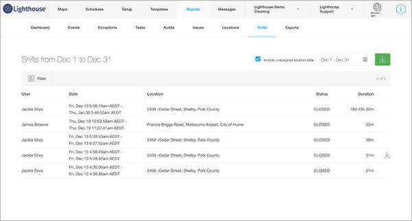 mobile workforce management solution Lighthouse screen 2